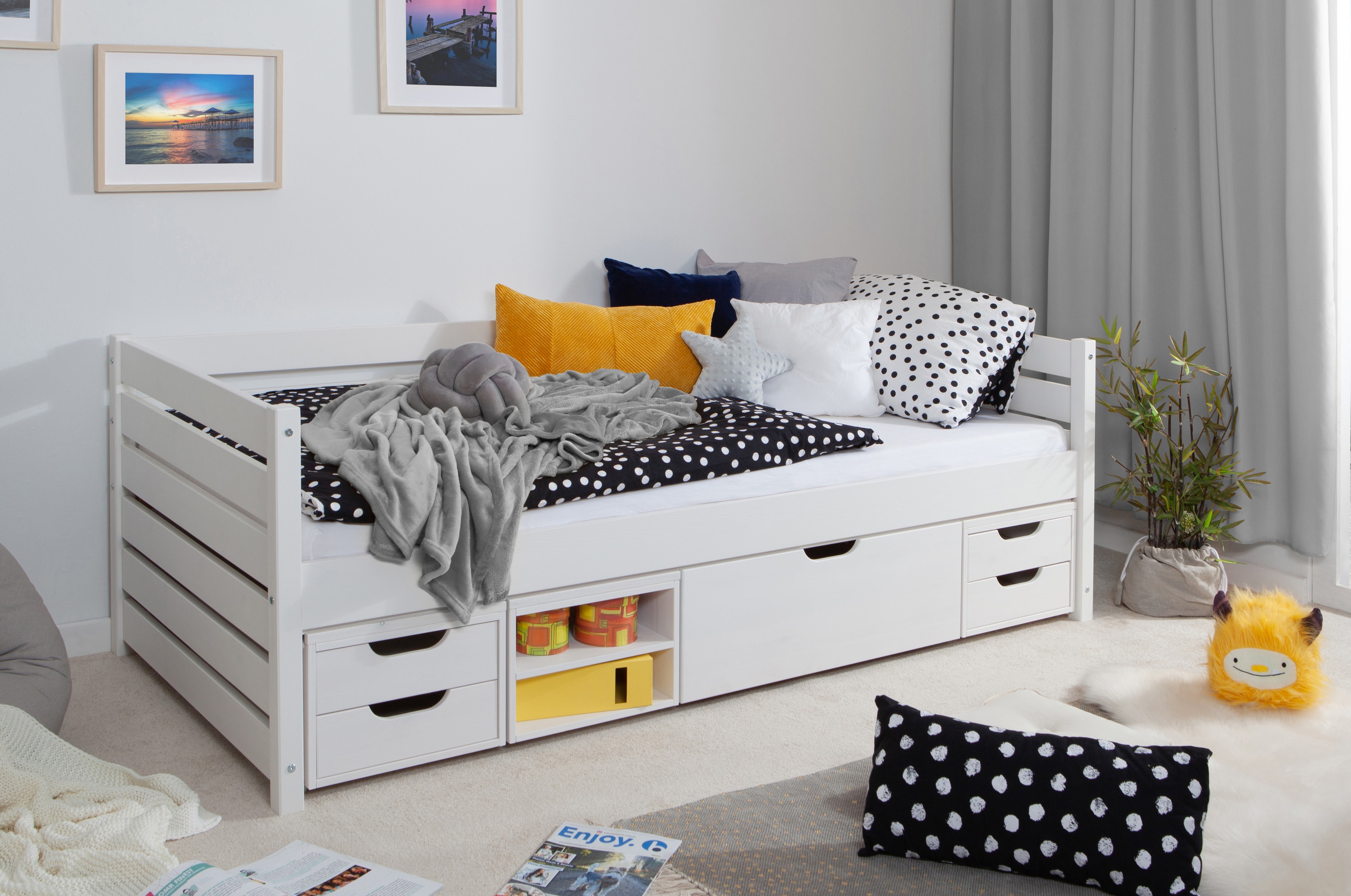 TiCAA Sofabett Naomi inkl. Funktionsschubk&auml;sten, 90x200 