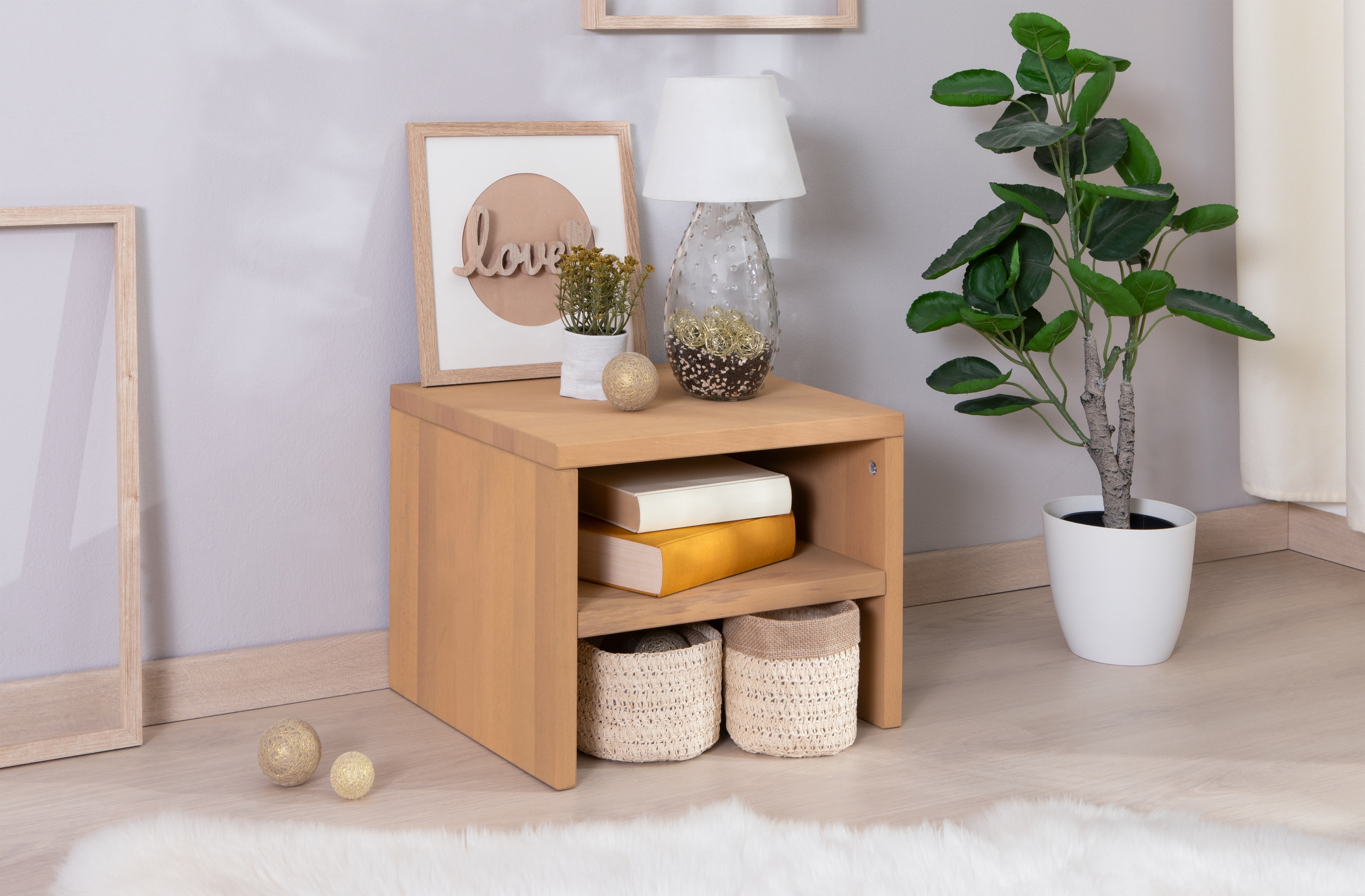 TiCAA Nachttisch "Harry" Buche bio-ge&ouml;lt in Eiche Gebeizt 