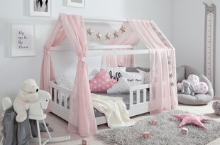 TiCAA Tüll-Set für Hausbett "Kay" rosa 