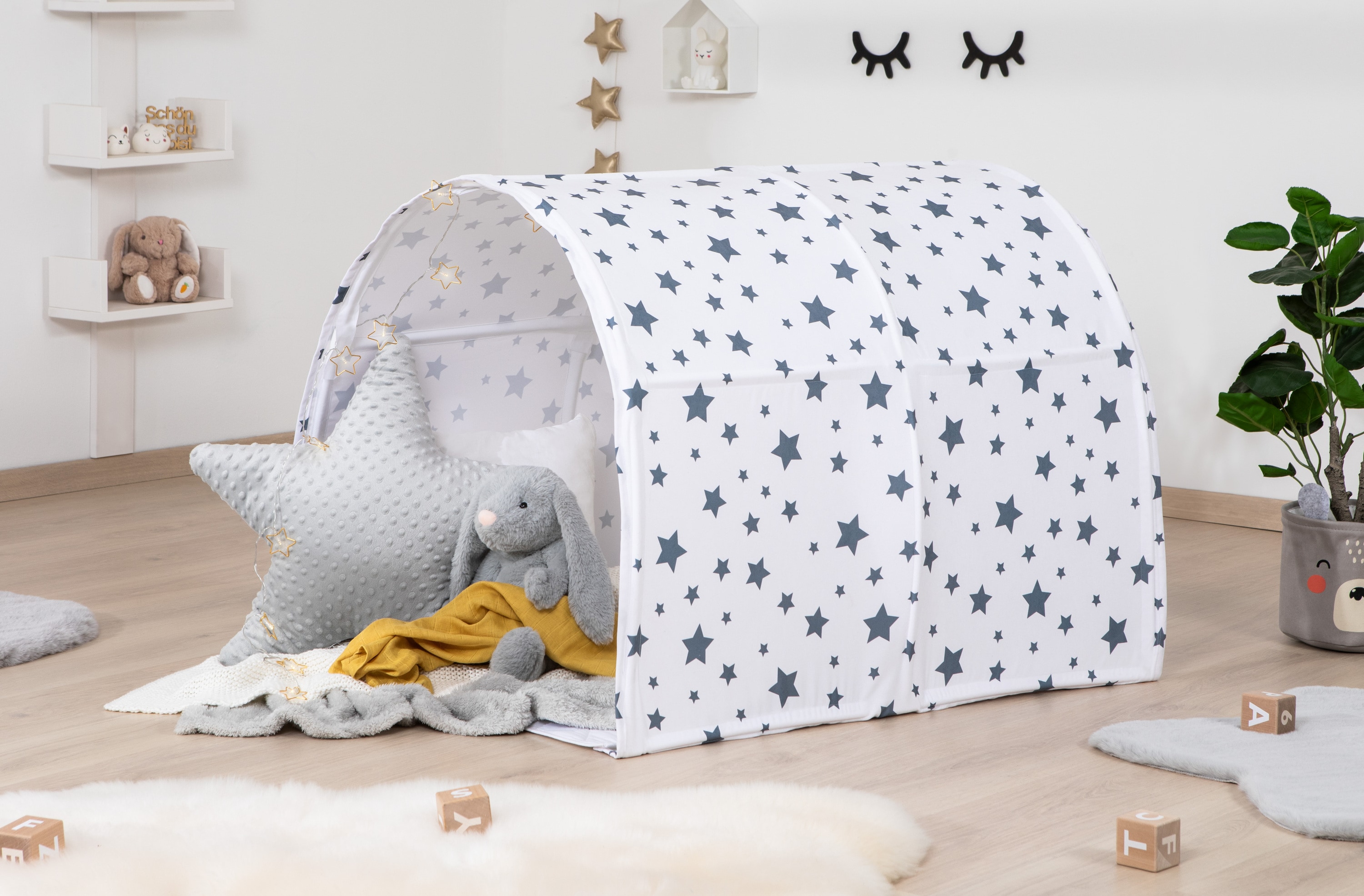 TiCAA Spiel- und Betttunnel, Kinderzelt, Kindertunnel f&uuml;r Jungs & M&auml;dchen Spielzelt f&uuml;r Bodenbett, Hochbett, Etagenbett und Einzelbett 90x200cm 