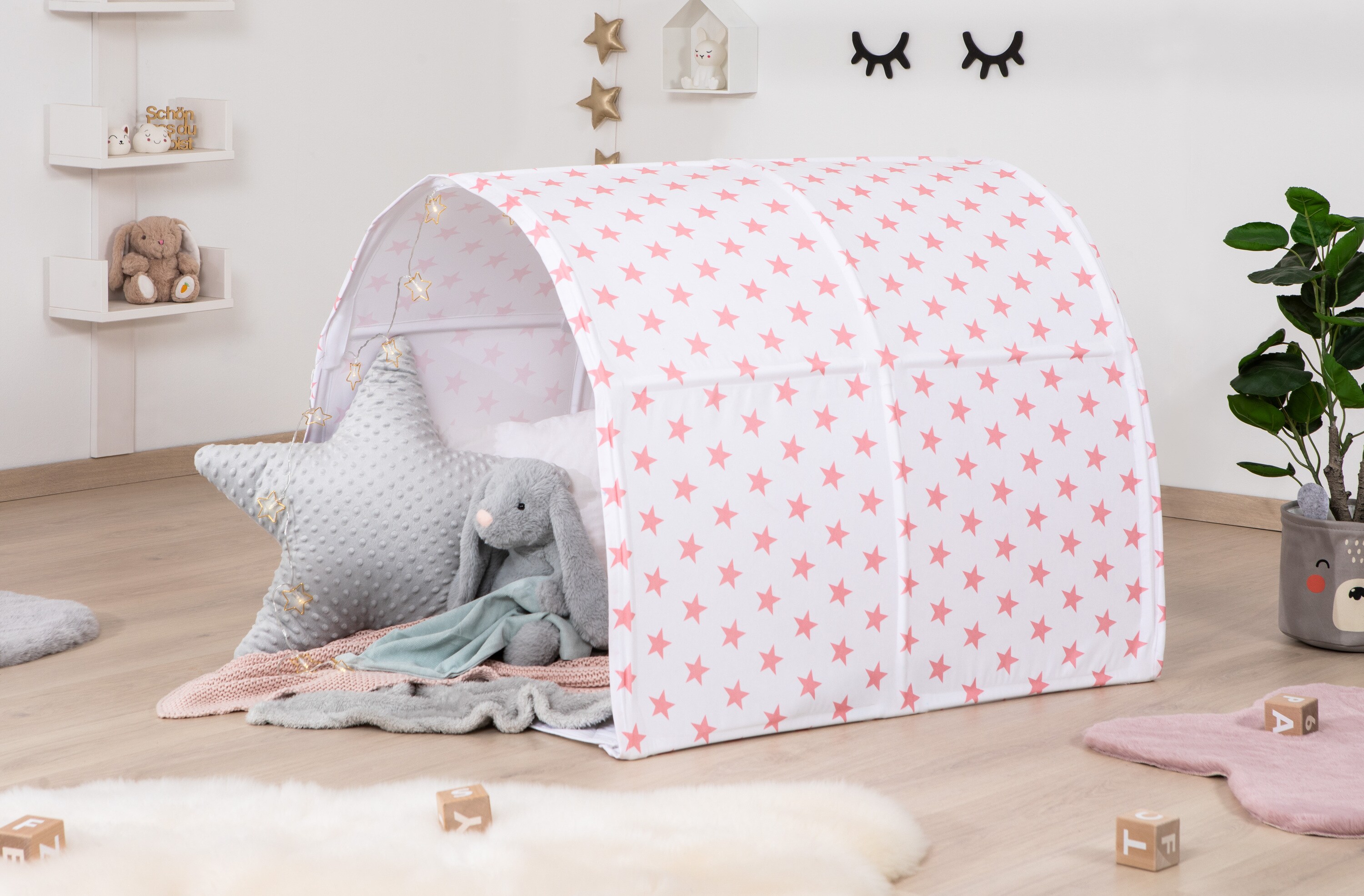 TiCAA Spiel- und Betttunnel, Kinderzelt, Kindertunnel f&uuml;r Jungs & M&auml;dchen Spielzelt f&uuml;r Bodenbett, Hochbett, Etagenbett und Einzelbett 90x200cm 