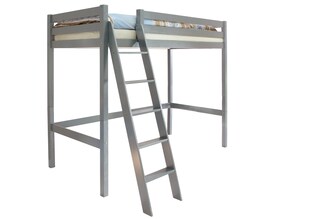 TiCAA Hochbett Hochschläfer "Matthias" Kiefer Hellgrau 90x200 cm 