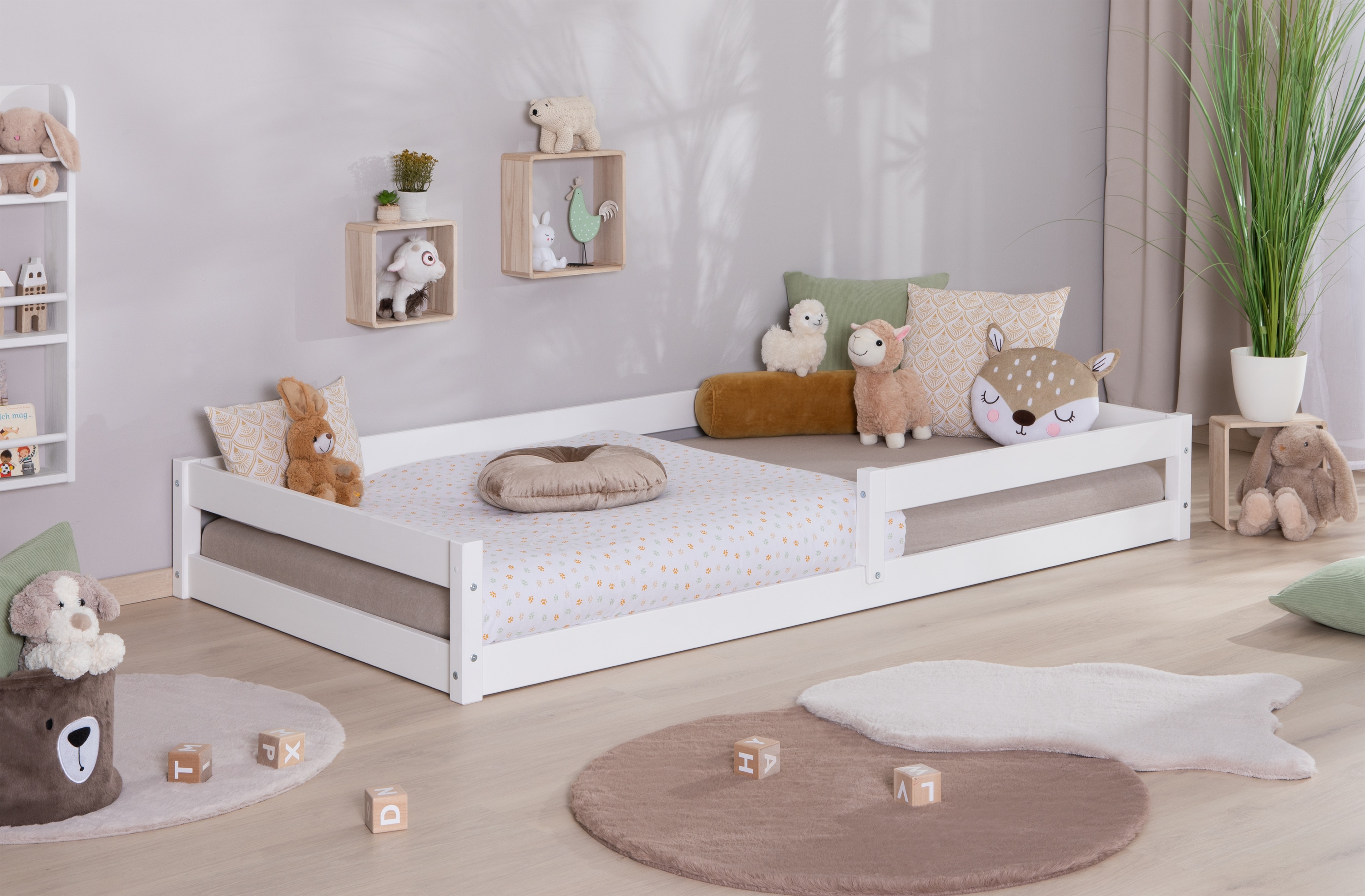 TiCAA Bodenbett &bdquo;Emi&ldquo;, Kinderbett, Jugendbett, Schlafzimmer, Kinderzimmer 