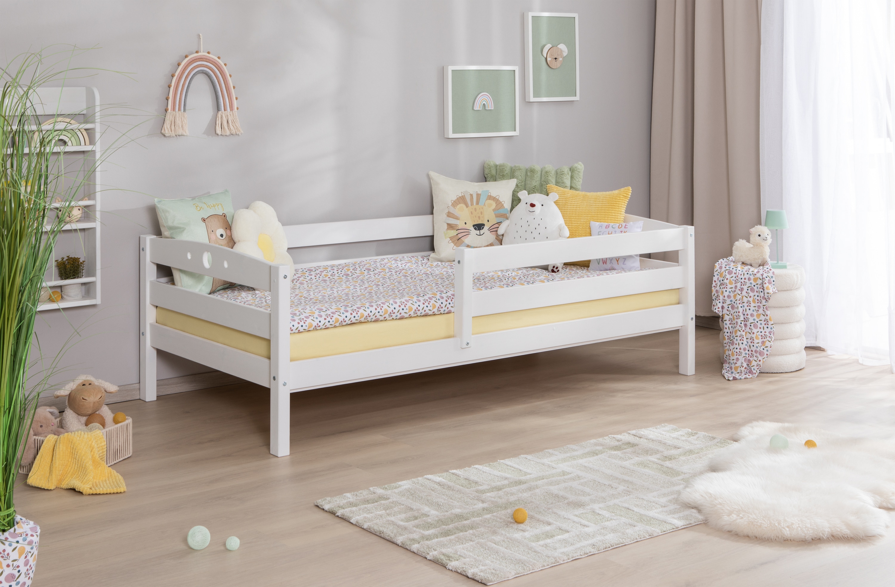 TiCAA Einzelbett &bdquo;Eli&ldquo;, Kinderbett, Jugendbett, Schlafzimmer, Kinderzimmer 