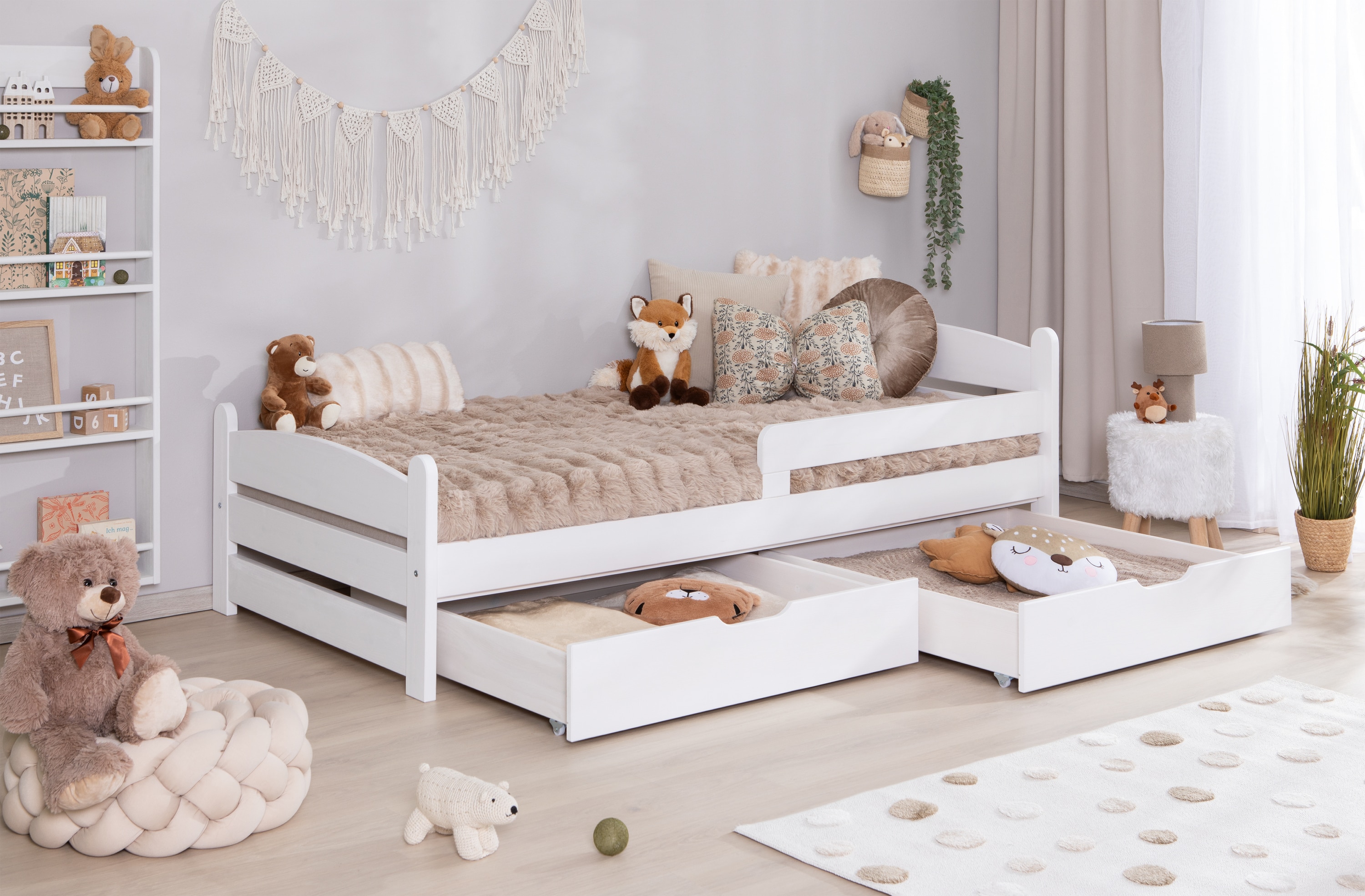 TiCAA Einzelbett &bdquo;Mello&ldquo;, Kinderbett, Jugendbett, Schlafzimmer, Kinderzimmer 