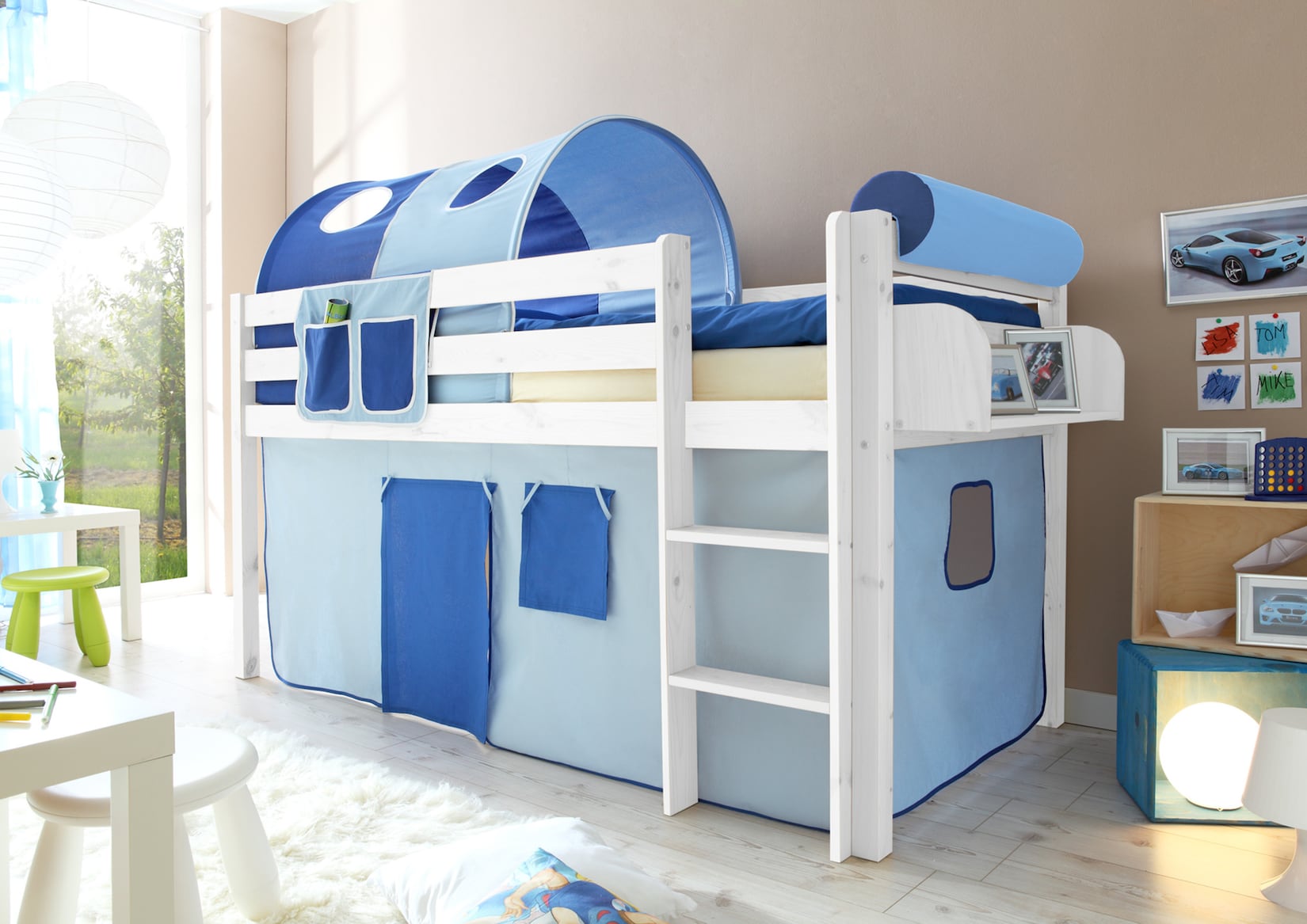 TiCAA Hochbett "Malte" Kiefer Weiß Classic