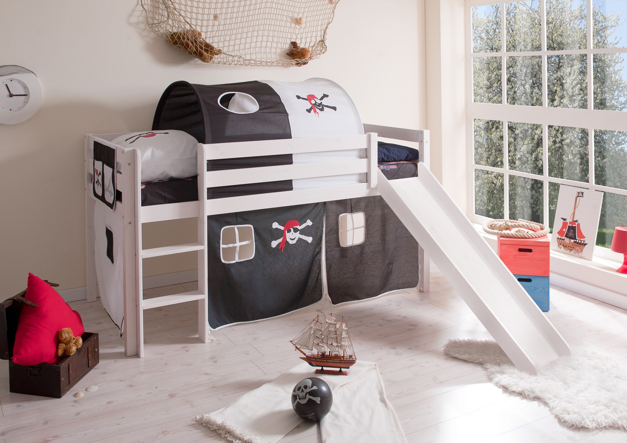 TiCAA Rutschbett "Manuel" Kiefer Wei&szlig; Motiv 