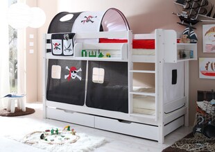 TiCAA Etagenbett "Marcel" Kiefer weiß Motiv 