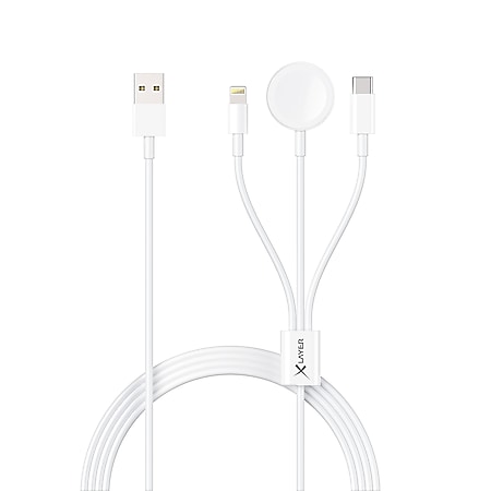 Xlayer KABEL 3-in-1 Apple Multi Ladekabel, USB-C, Lightning, Watch Wireless Charger 