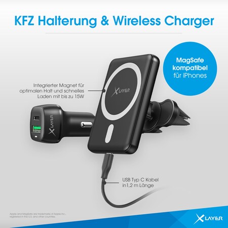 Xlayer WIRELESS MagFix Pro Magsafe 15W Wireless KFZ Handyhalter USB-C  Starterset bei Marktkauf online bestellen