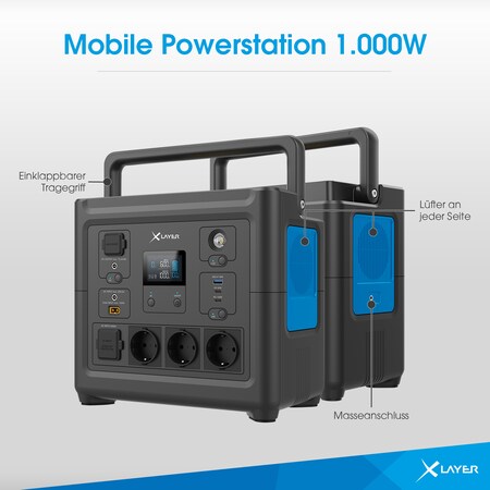 Xlayer Powerstation 1000W (Peak 1500W) 835 Wh mit Solar Panel 80W faltbar  bei Marktkauf online bestellen