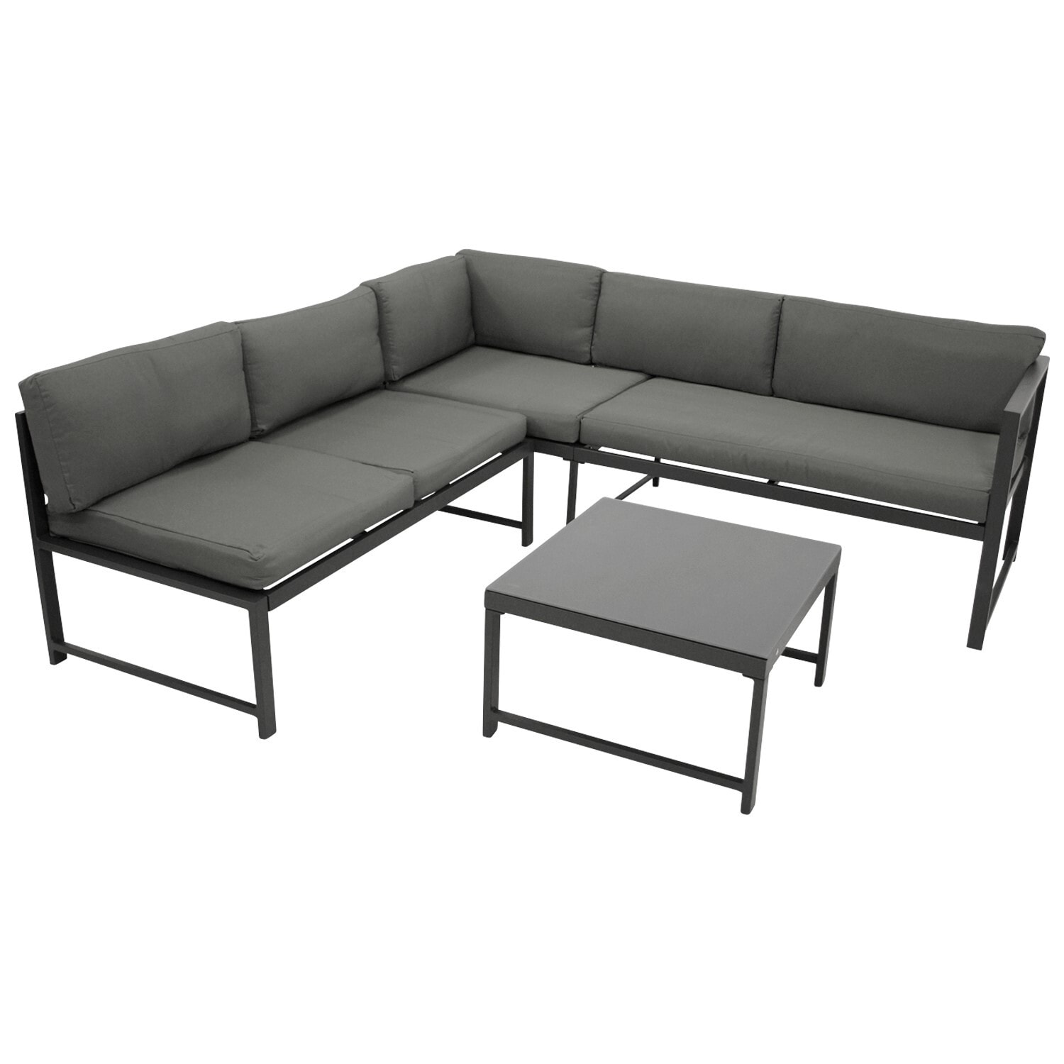 DEGAMO Funktions Lounge Set MONTANA, Aluminium dunkelgrau, Polster grau 