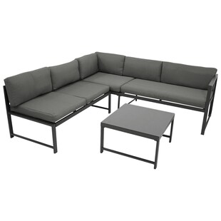 DEGAMO Funktions Lounge Set MONTANA, Aluminium dunkelgrau, Polster grau 
