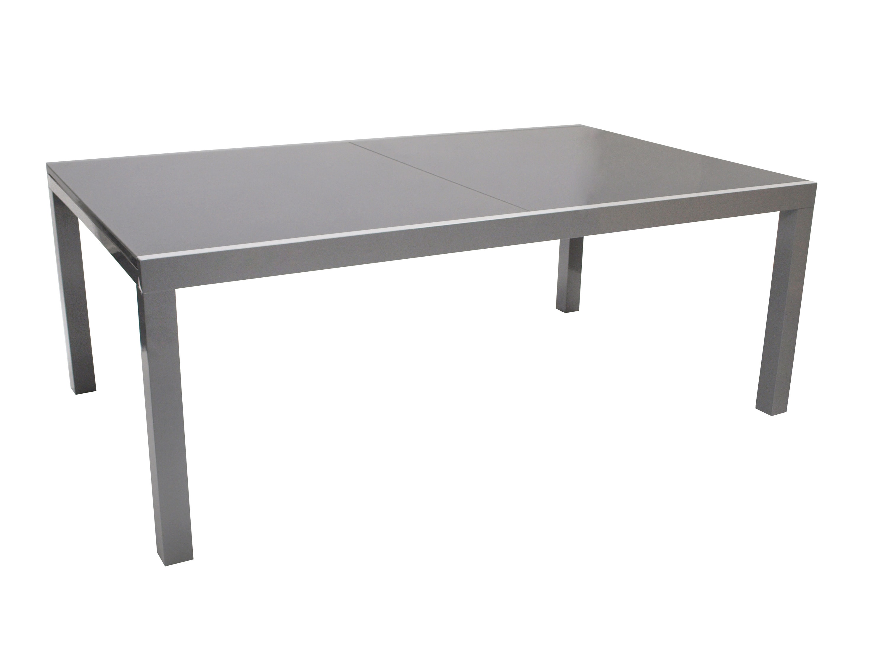 DEGAMO Garnitur MARINA 9-teilig, Aluminium silbergrau + Glas + Kunstgewebe schwarz 