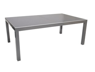 DEGAMO Garnitur MARINA 9-teilig, Aluminium silbergrau + Glas + Kunstgewebe schwarz 