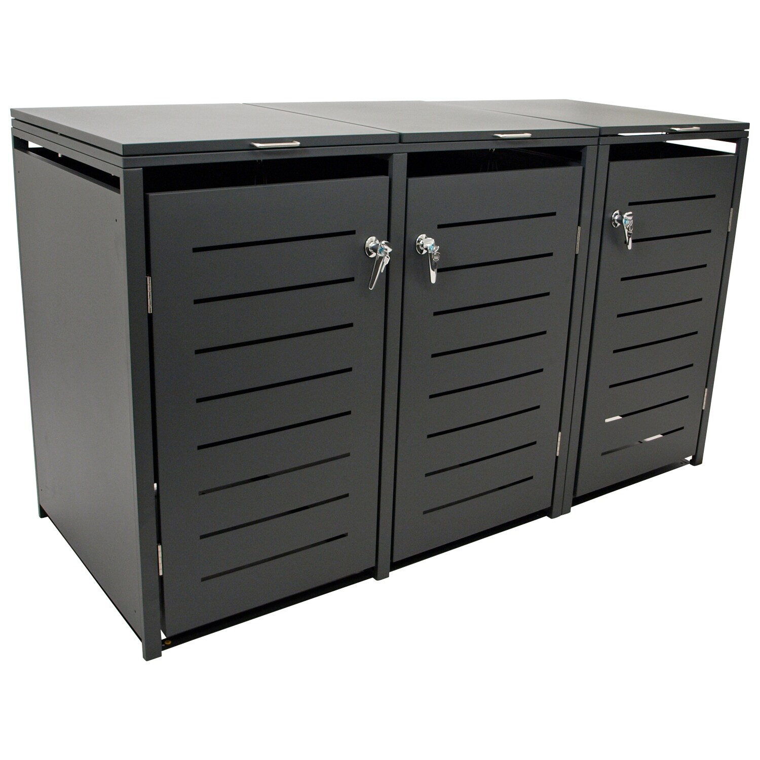 DEGAMO M&uuml;lltonnenbox 175x62x102cm f&uuml;r 3x Tonnen 120 Liter, Stahl anthrazit 