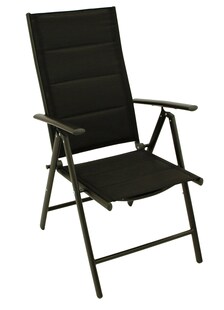 DEGAMO Klappsessel ALMERIA, Aluminium anthrazit + Kunstgewebe gepolstert schwarz, 2 Stück 