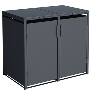 DEGAMO Mülltonnenbox MÜNCHEN 132x80x116cm für 2x Tonnen 120 und 240 Liter, Stahl anthrazit 