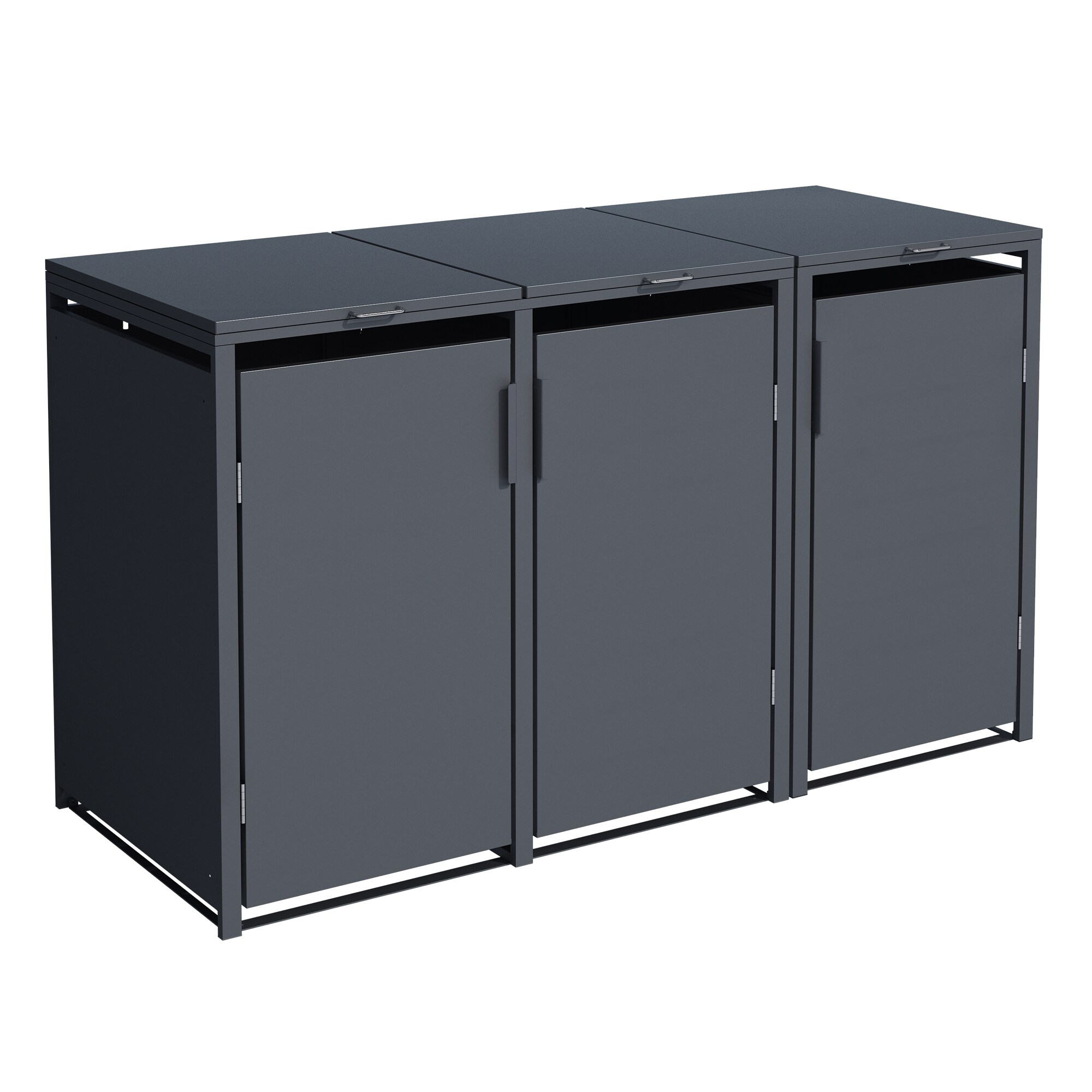 DEGAMO M&uuml;lltonnenbox M&Uuml;NCHEN 200x80x116cm f&uuml;r 3x Tonnen 120 und 240 Liter, Stahl anthrazit 