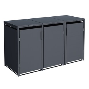 DEGAMO Mülltonnenbox MÜNCHEN 200x80x116cm für 3x Tonnen 120 und 240 Liter, Stahl anthrazit 
