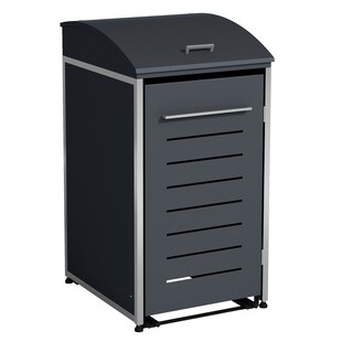 DEGAMO Mülltonnenbox KIEL 72x83x136cm für Tonnen 120 und 240 Liter, Stahl anthrazit + Edelstahl 