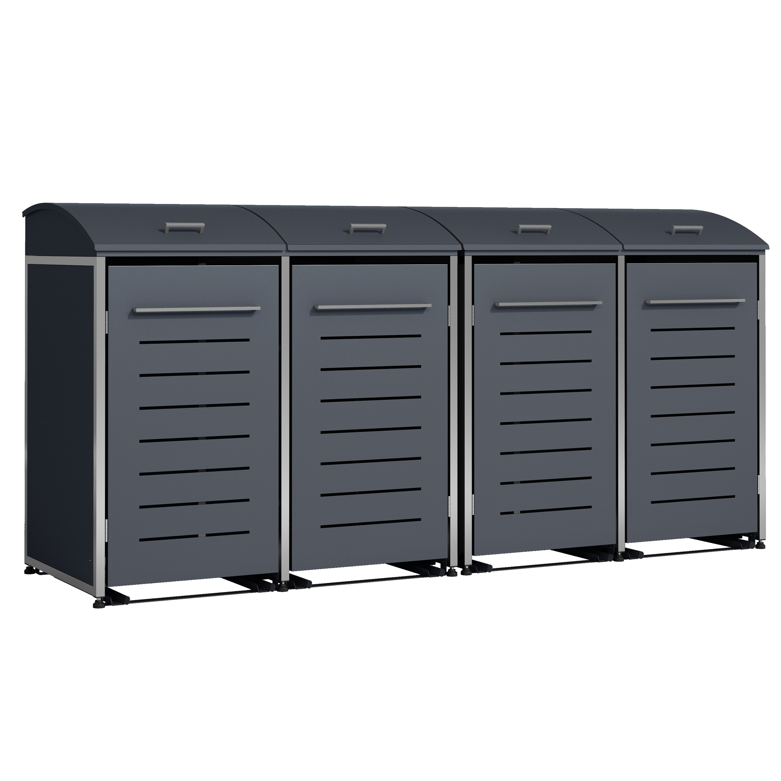 DEGAMO M&uuml;lltonnenbox KIEL 278x83x136cm f&uuml;r 4x Tonne 120 und 240 Liter, Stahl anthrazit + Edelstahl 