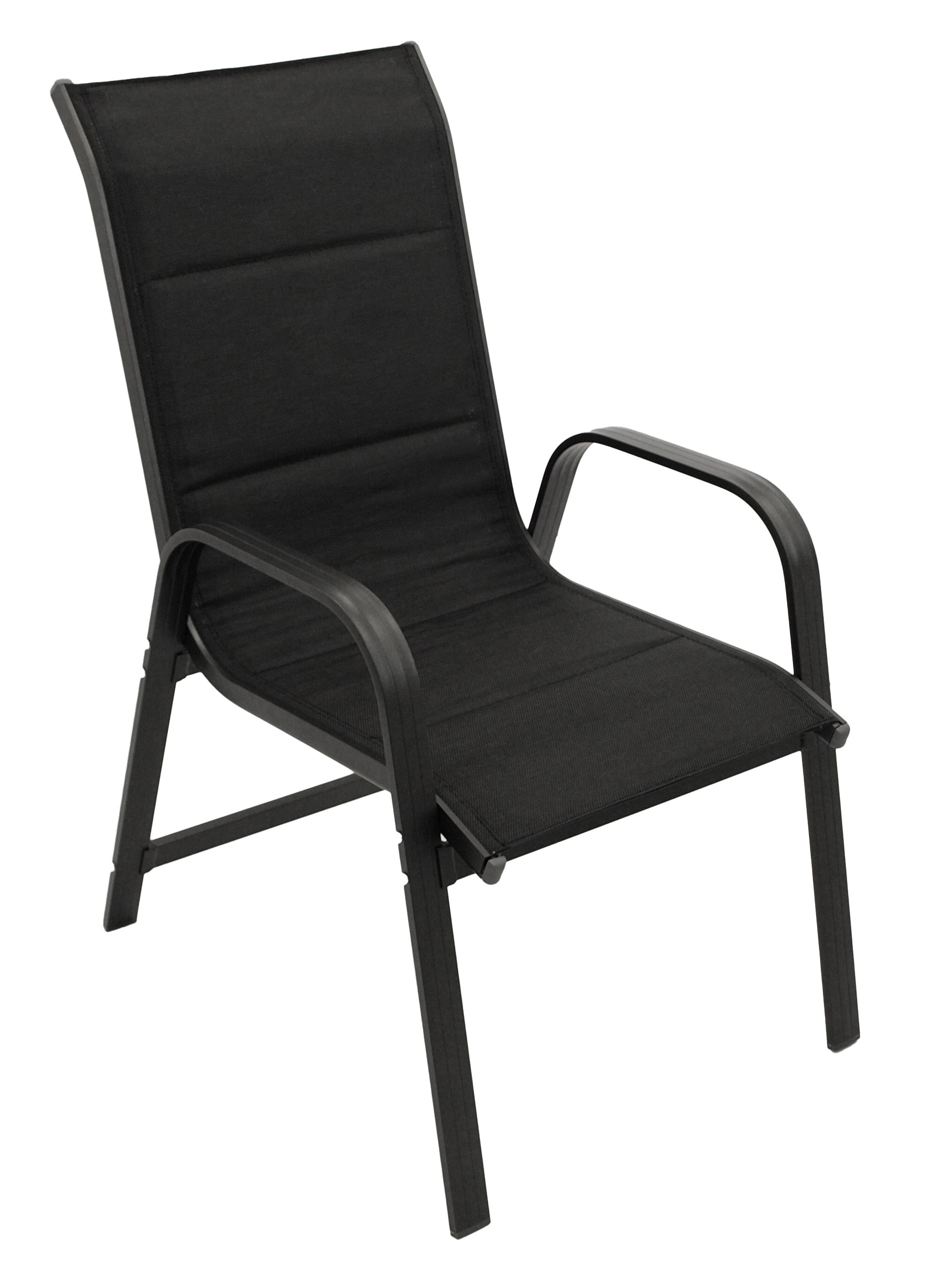 DEGAMO Stapelsessel CESANO, Aluminium anthrazit + Textilgewebe gepolstert schwarz, 2 St&uuml;ck 