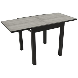 DEGAMO Balkon-Ausziehtisch FARO 70/140x70cm, Aluminium anthrazit + Glas in Keramikoptik hellgrau 