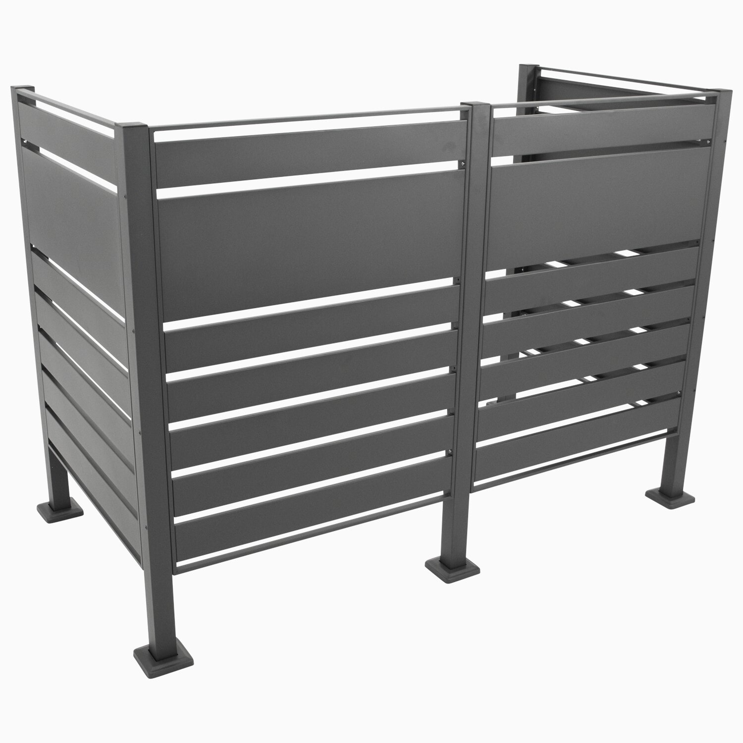 DEGAMO Sichtschutz L&Uuml;BECK f&uuml;r 2 M&uuml;lltonnen, 165x85x120cm, Stahl anthrazit 