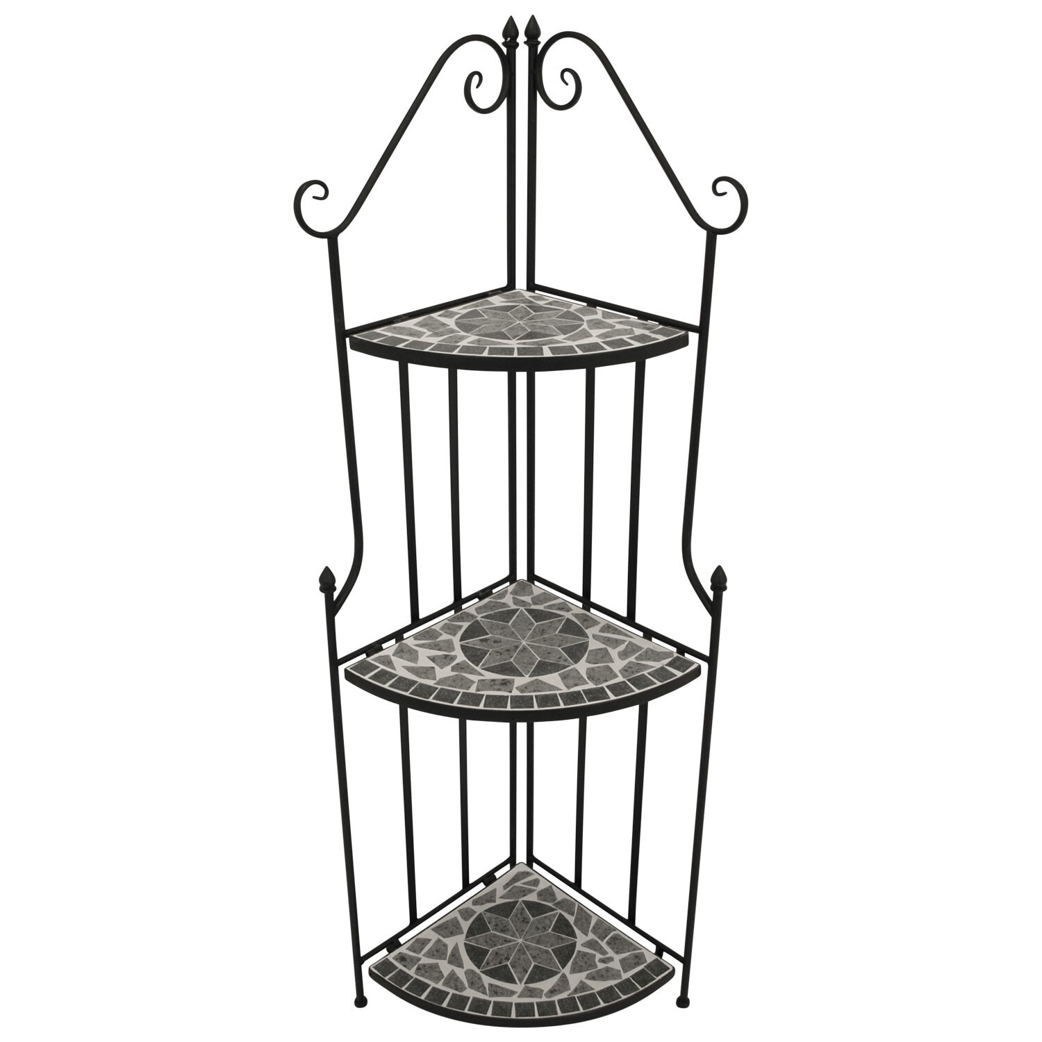 DEGAMO Eckregal SIENA mit drei Ebenen 142cm, Eisen + Mosaik grau 