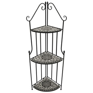 DEGAMO Eckregal SIENA mit drei Ebenen 142cm, Eisen + Mosaik grau 