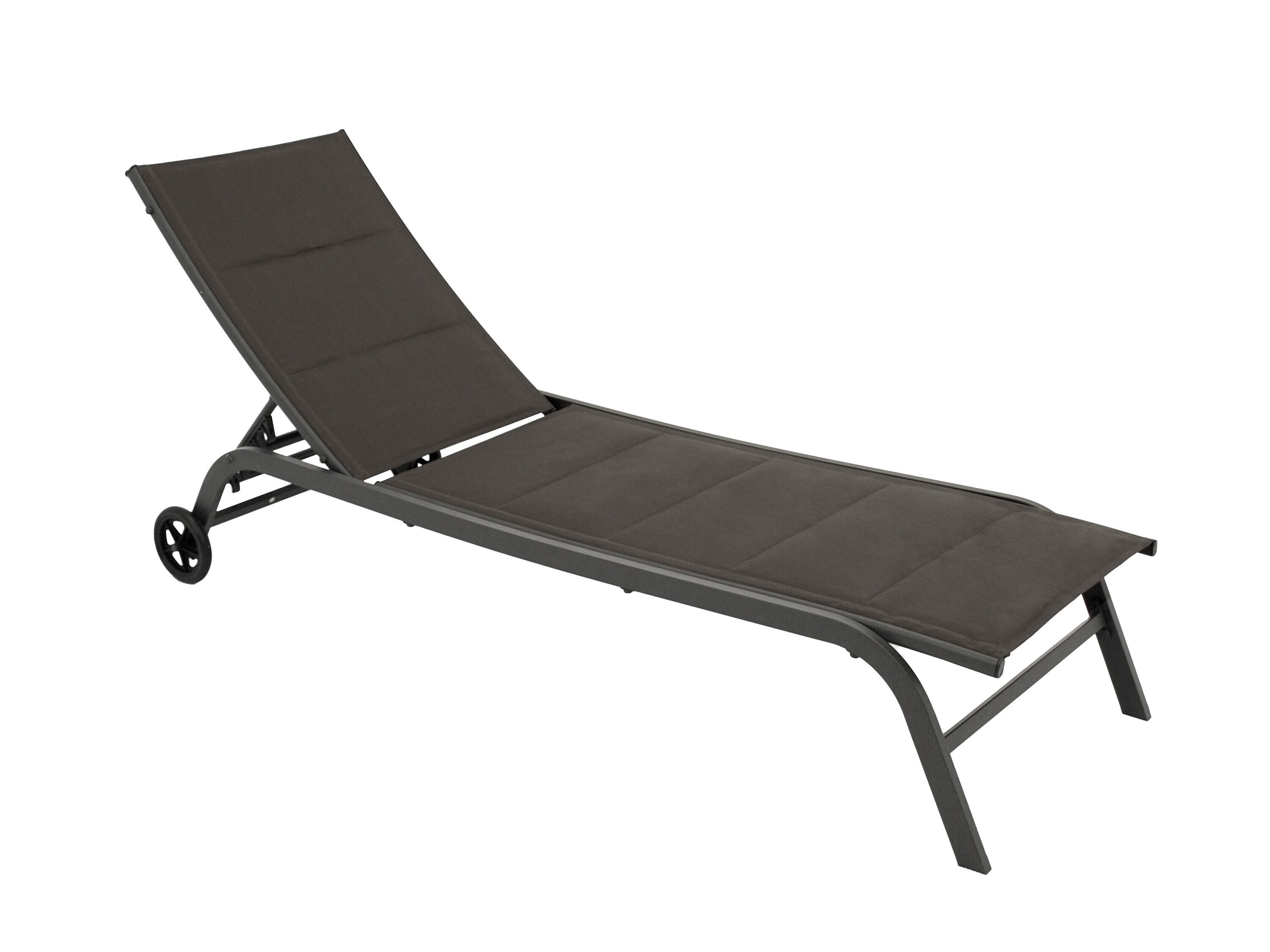 DEGAMO Rollenliege RIVA, Stahl dunkelgrau + Textilgewebe gepolstert grau 