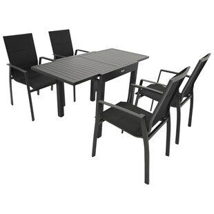 DEGAMO Garnitur ALCUDIA 5-teilig,  Aluminium anthrazit + Kunstgewebe schwarz 