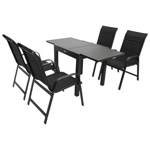 DEGAMO Garnitur ALCUDIA 5-teilig,  Aluminium anthrazit + Kunstgewebe schwarz 