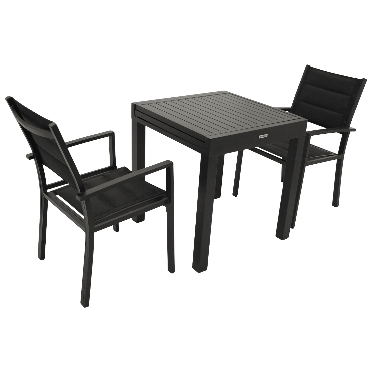 DEGAMO Garnitur ALCUDIA 3-teilig, Aluminium anthrazit + Kunstgewebe schwarz 