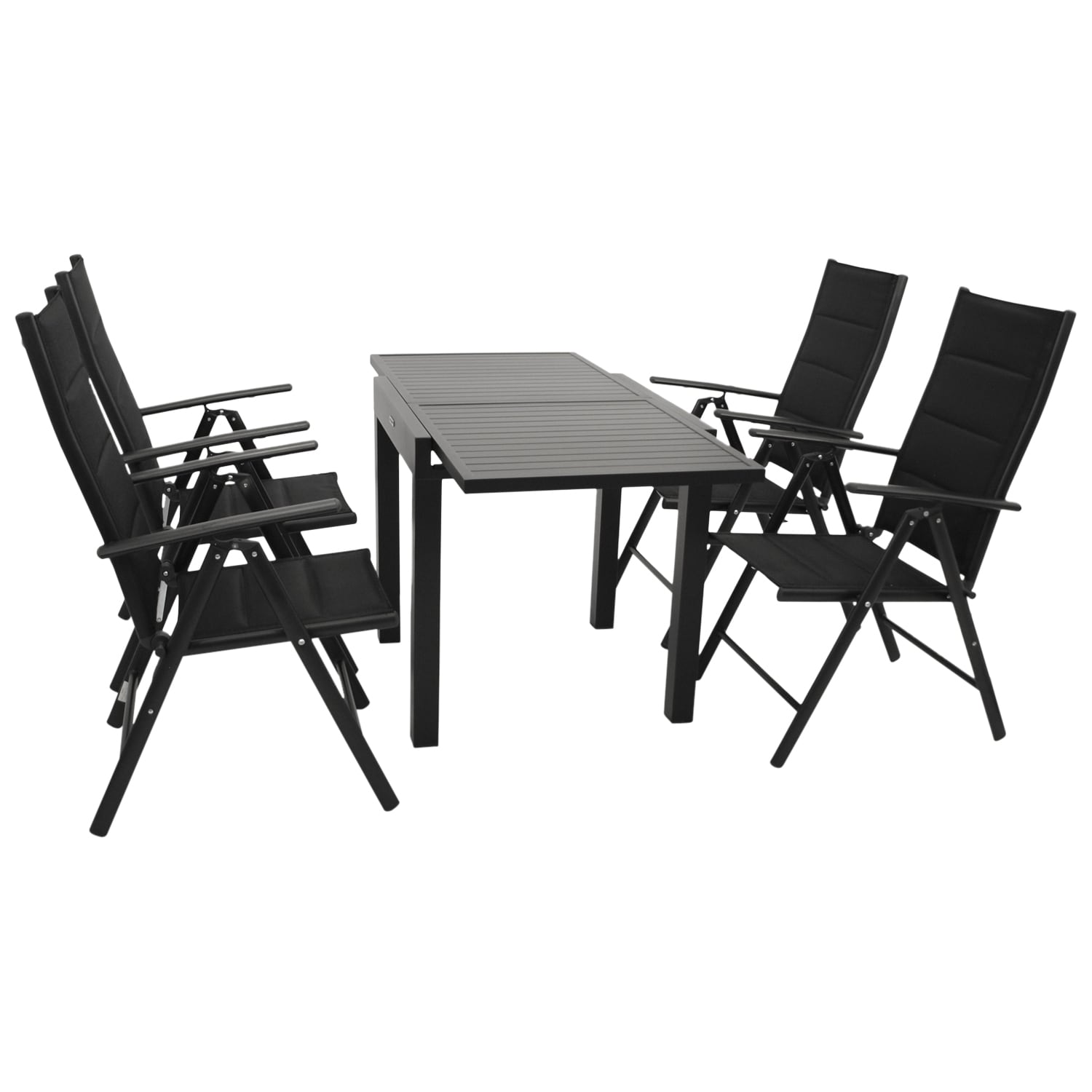 DEGAMO Garnitur ALCUDIA 5-teilig,  Aluminium anthrazit + Kunstgewebe schwarz 