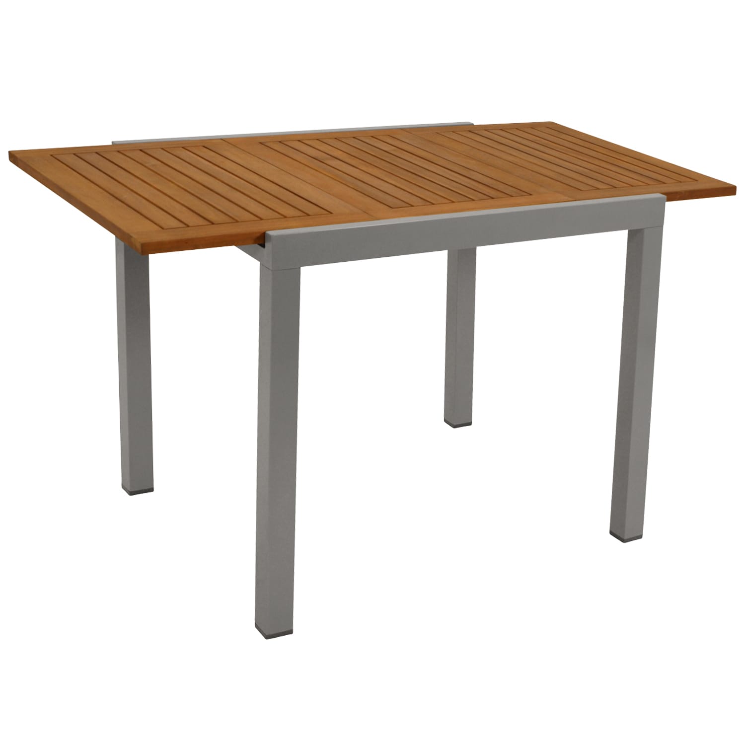 DEGAMO Balkon-Ausziehtisch VAIL 80/120x70cm, Aluminium silbergrau + Akazie ge&ouml;lt, FSC-zertifiziert 