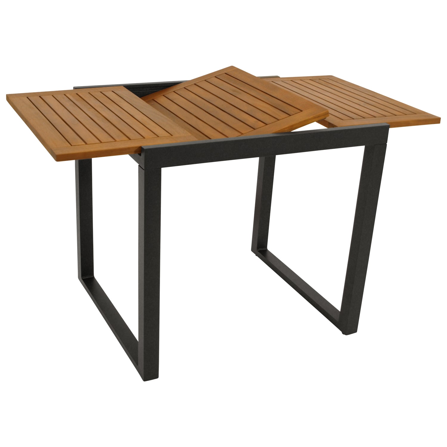 Balkon-Ausziehtisch RIVELLO 80/120x70cm, Aluminium anthrazit + Akazie geölt, FSC-zertifiziert