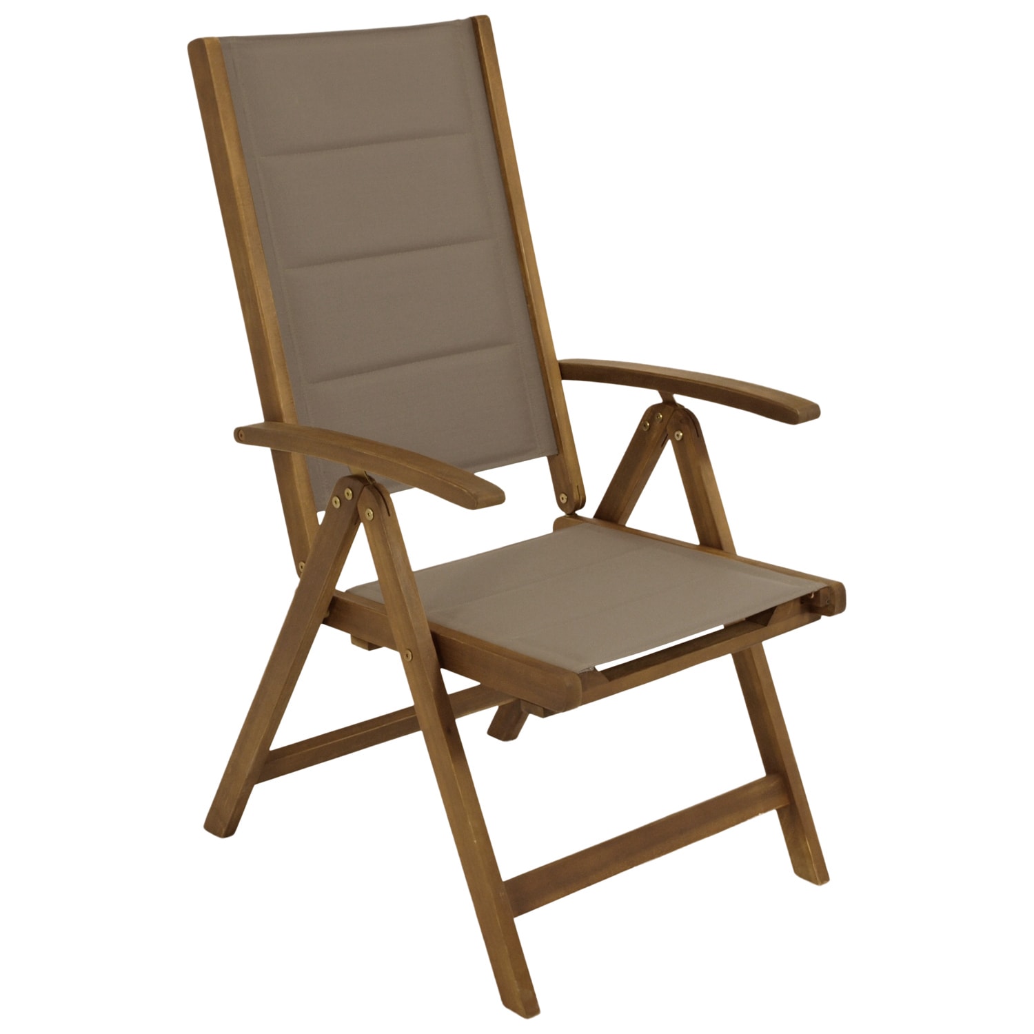 DEGAMO Klappsessel BOLIVAR Hochlehner, Akazie ge&ouml;lt + Kunstgewebe grau-braun, FSC-zertifiziert 