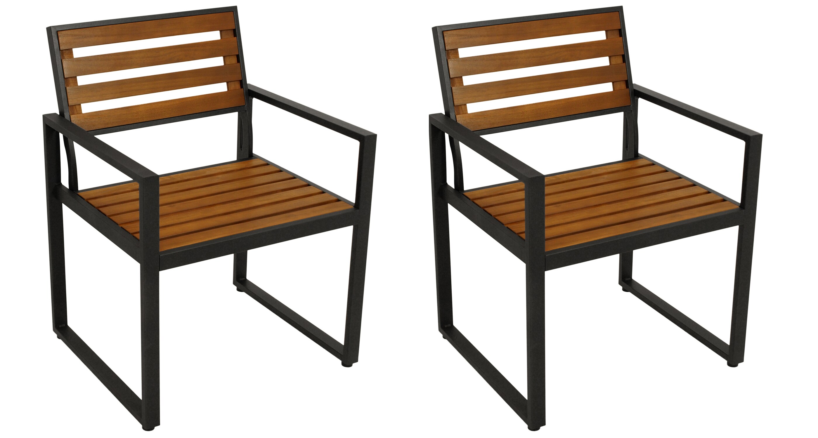 DEGAMO Sessel RAGUSA, Stahl anthrazit + Akazie ge&ouml;lt, FSC-zertifiziert, 2 St&uuml;ck 