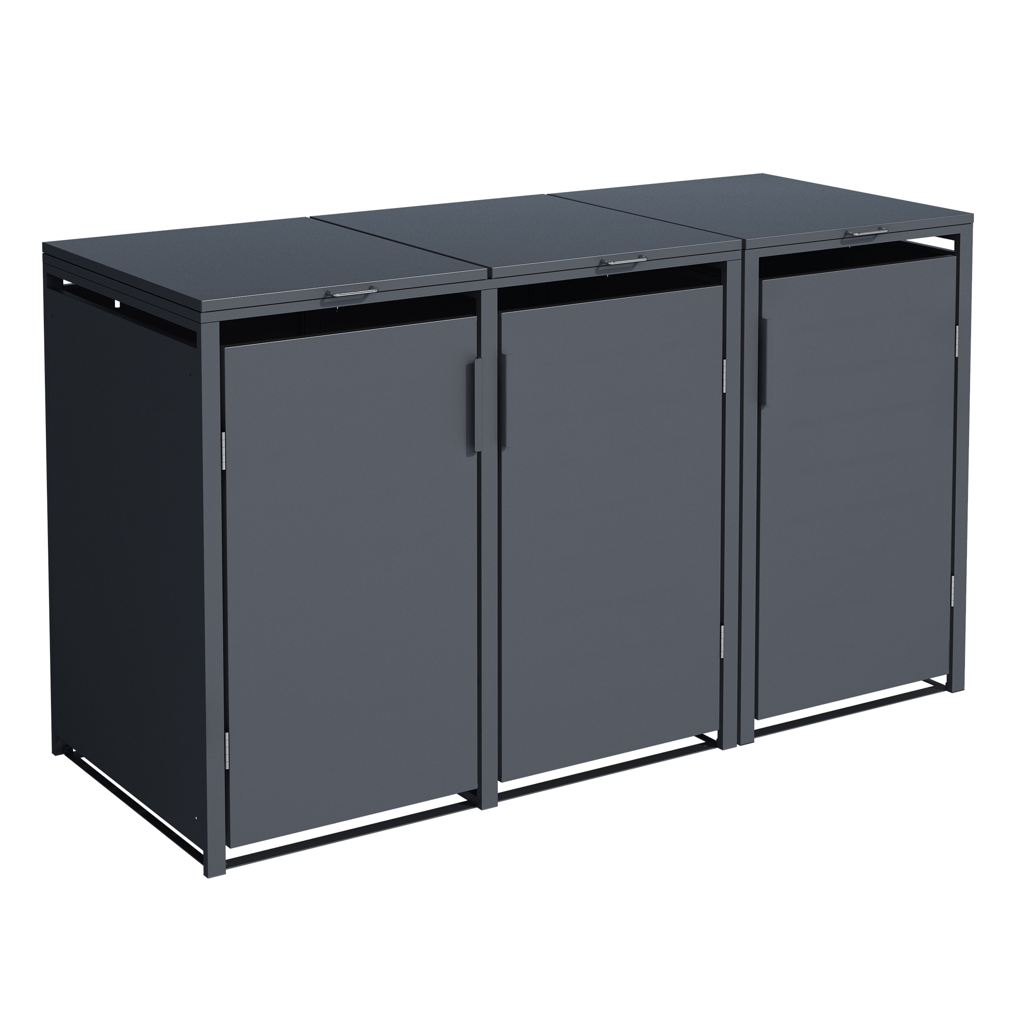 DEGAMO M&uuml;lltonnenbox M&Uuml;NCHEN 175x62x102cm f&uuml;r 3x KLEINE Tonnen 120 Liter, Stahl anthrazit 