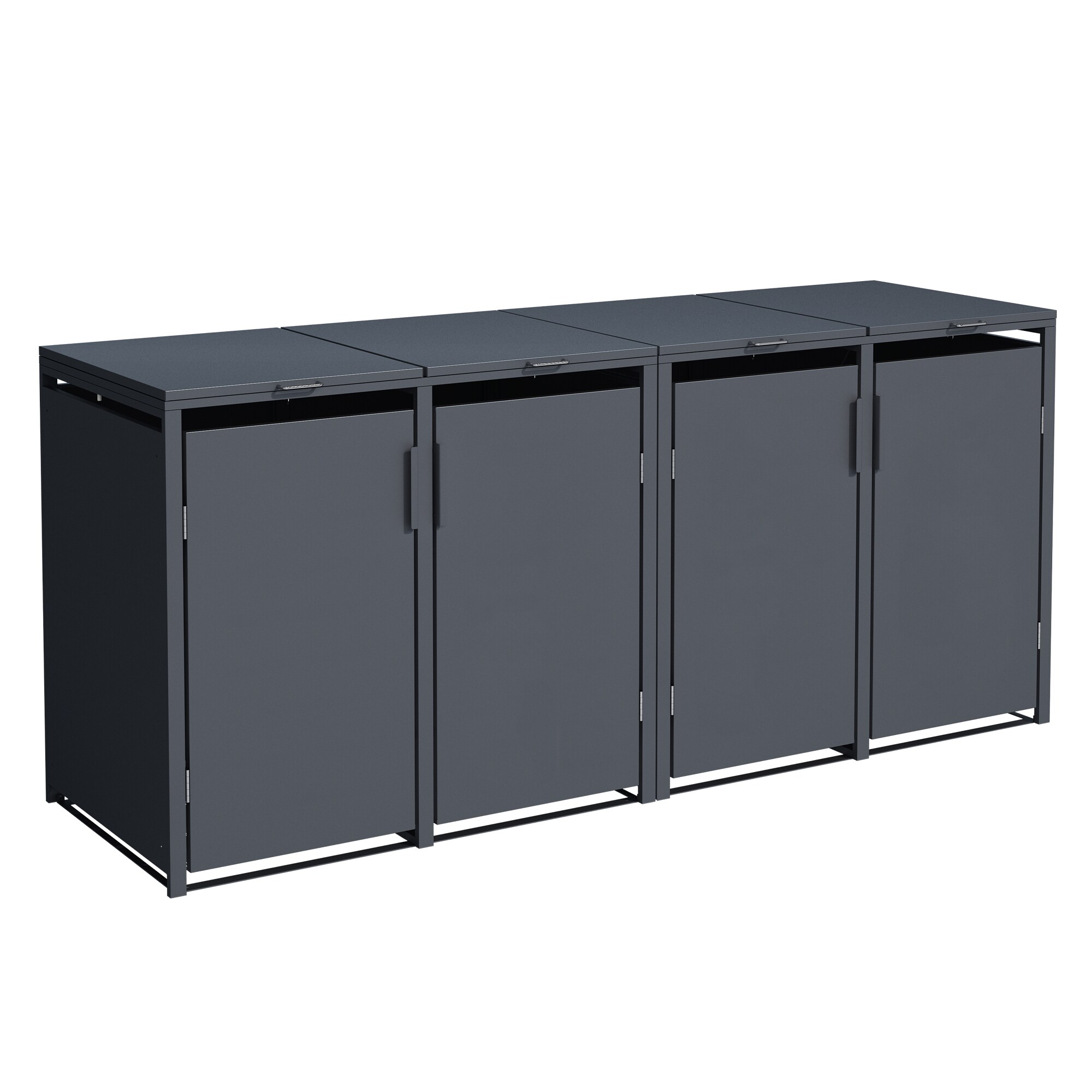 DEGAMO M&uuml;lltonnenbox M&Uuml;NCHEN 230x62x102cm f&uuml;r 4x KLEINE Tonnen 120 Liter, Stahl anthrazit 