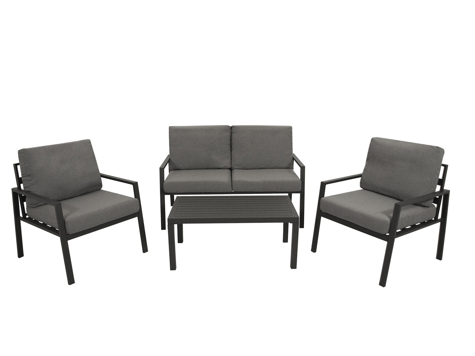 Lounge Set VANCOUVER, Aluminium dunkelgrau, Polster grau