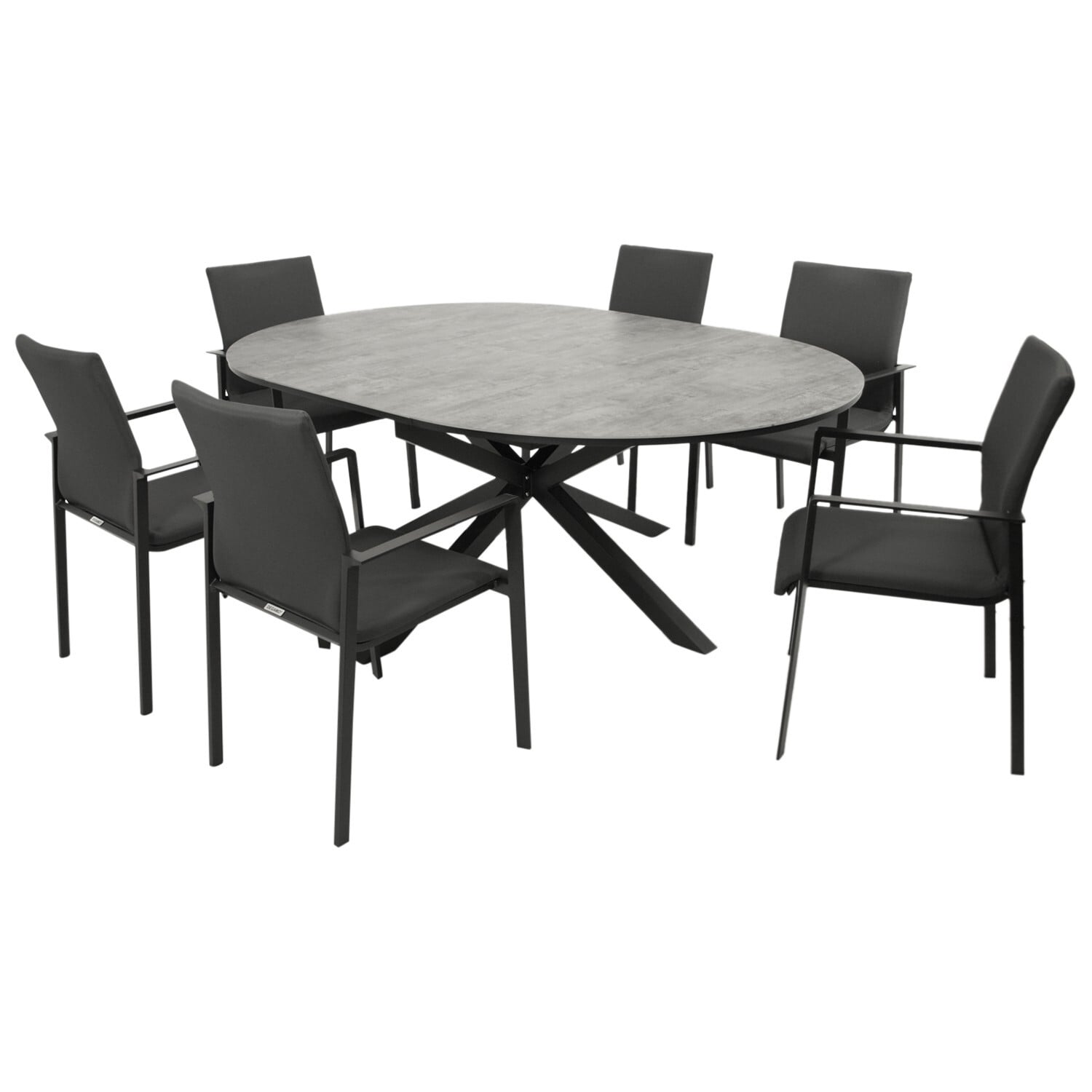 DEGAMO Garnitur LYON 7-teilig, Alu + ECP + Kunstgewebe dunkelgrau 