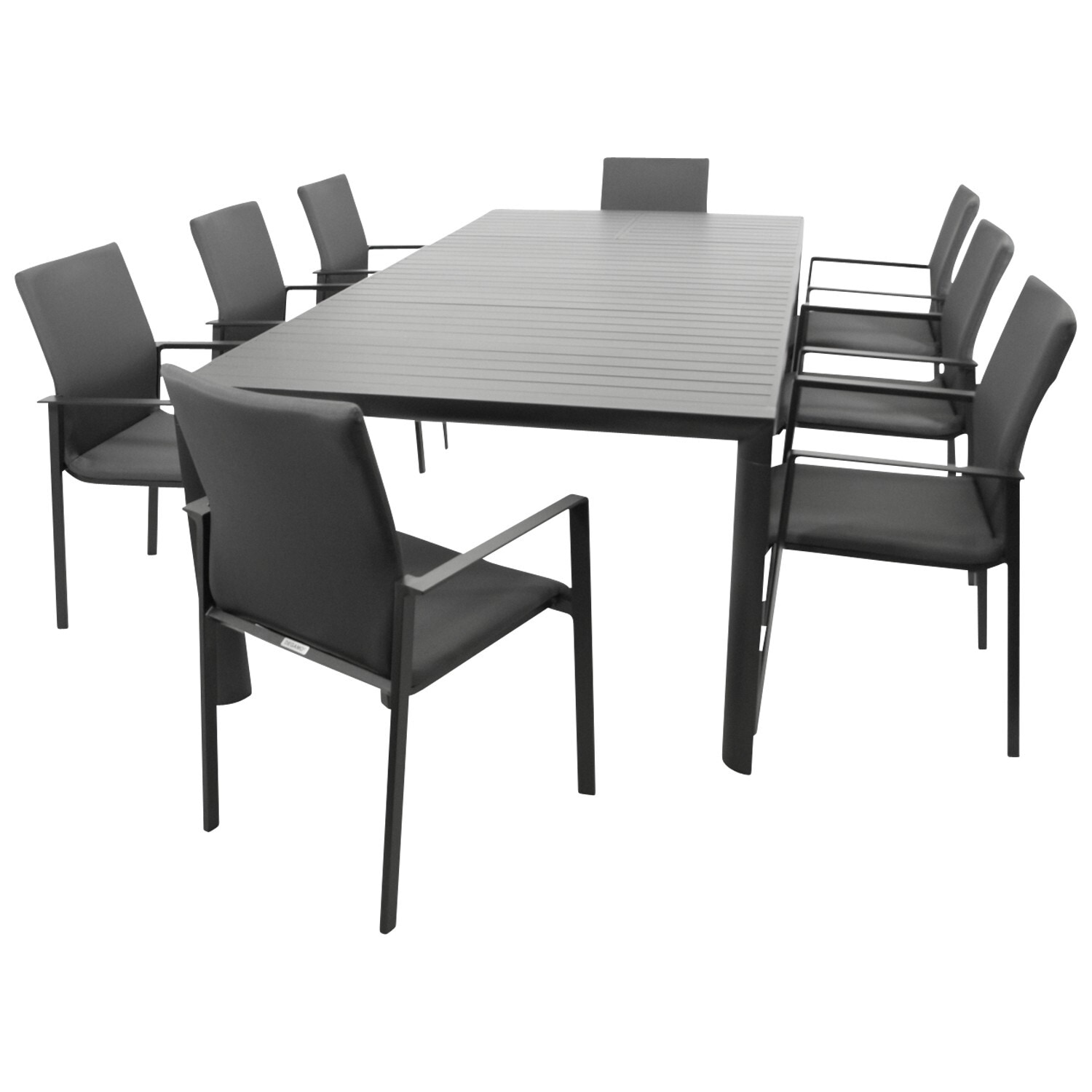 DEGAMO Garnitur LAGOS XL 9-teilig, Alu + Kunstgewebe dunkelgrau 