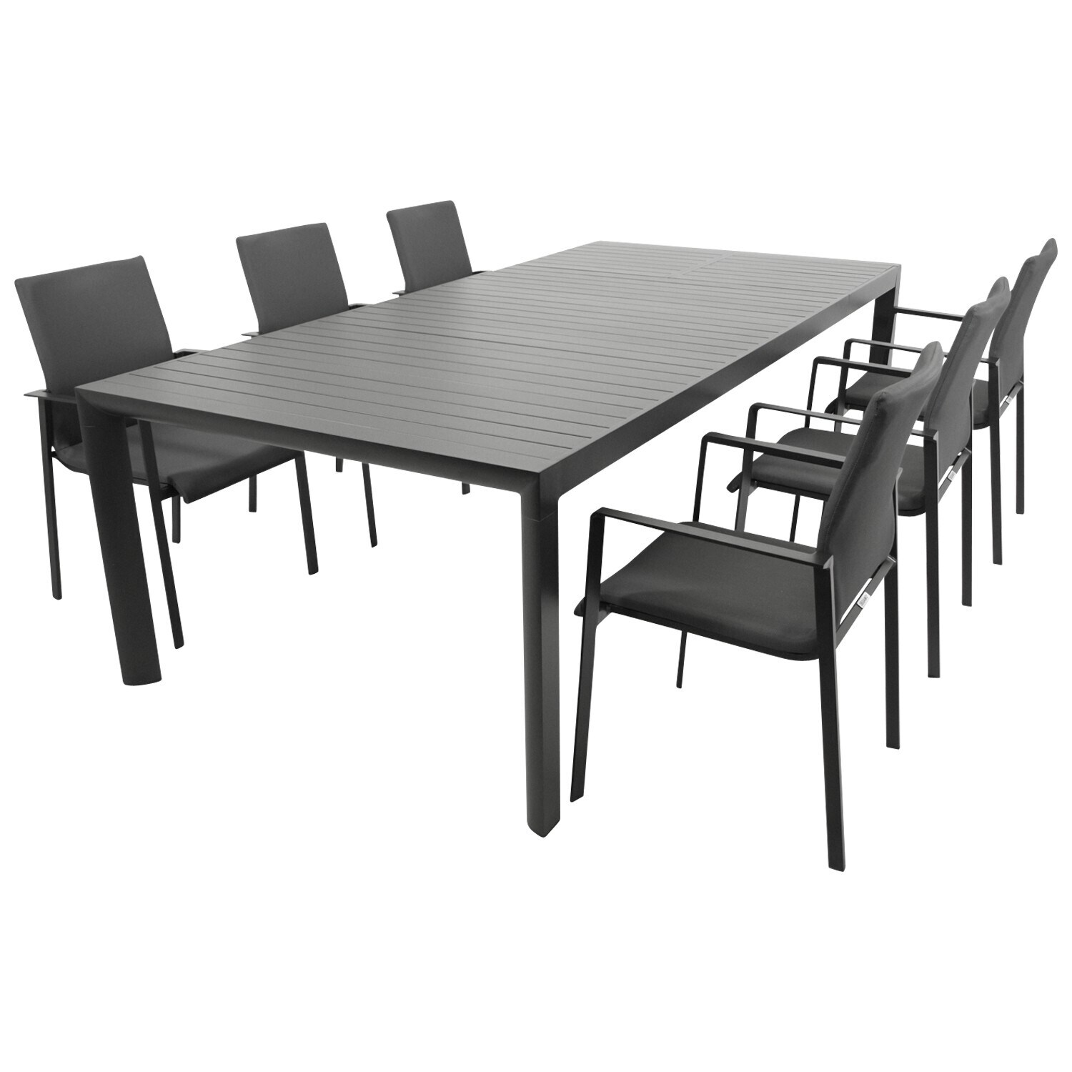 DEGAMO Garnitur LAGOS XL 7-teilig, Alu + Kunstgewebe dunkelgrau 