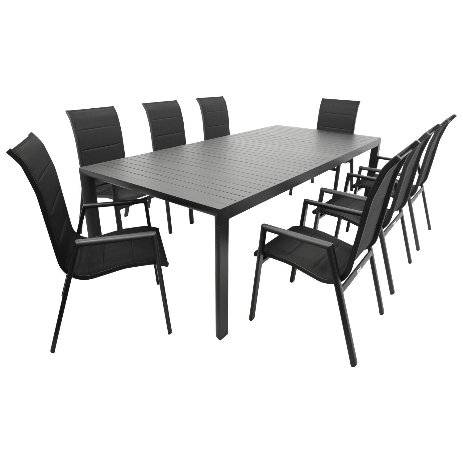 Garnitur LAGOS XL 9-teilig, Alu + Kunstgewebe schwarz