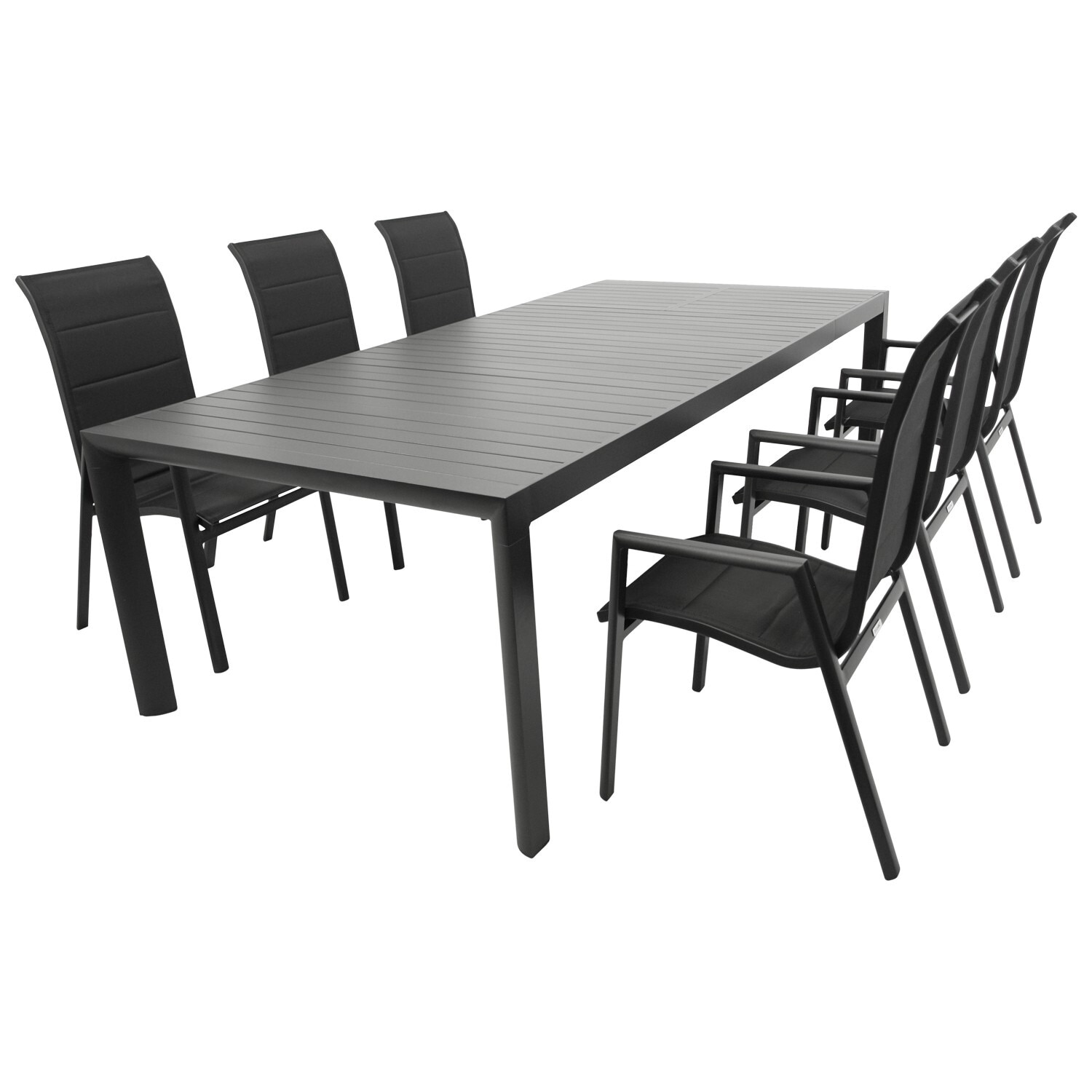 DEGAMO Garnitur LAGOS XL 7-teilig, Alu + Kunstgewebe schwarz 