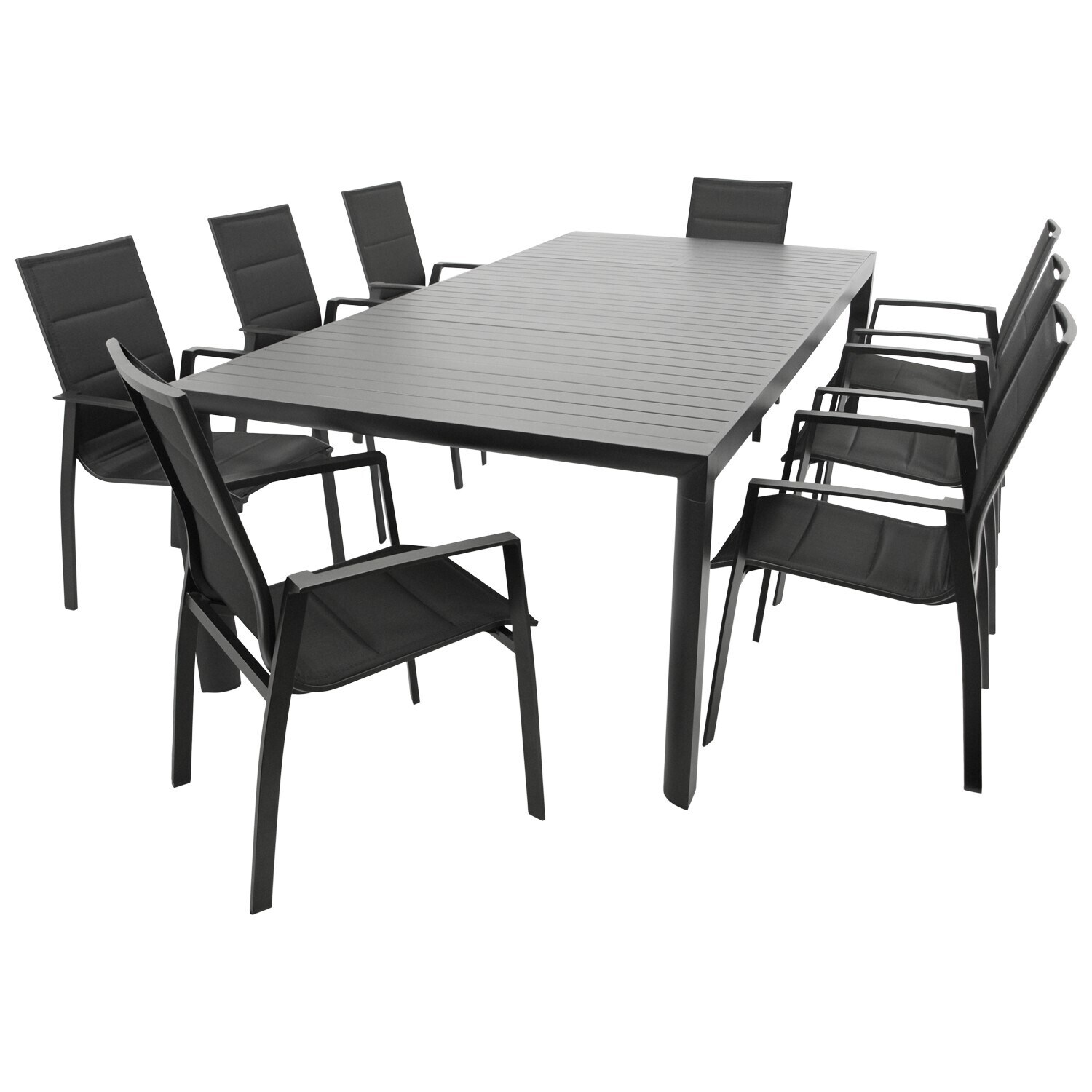 Garnitur LAGOS XL 9-teilig, Alu + Kunstgewebe schwarz