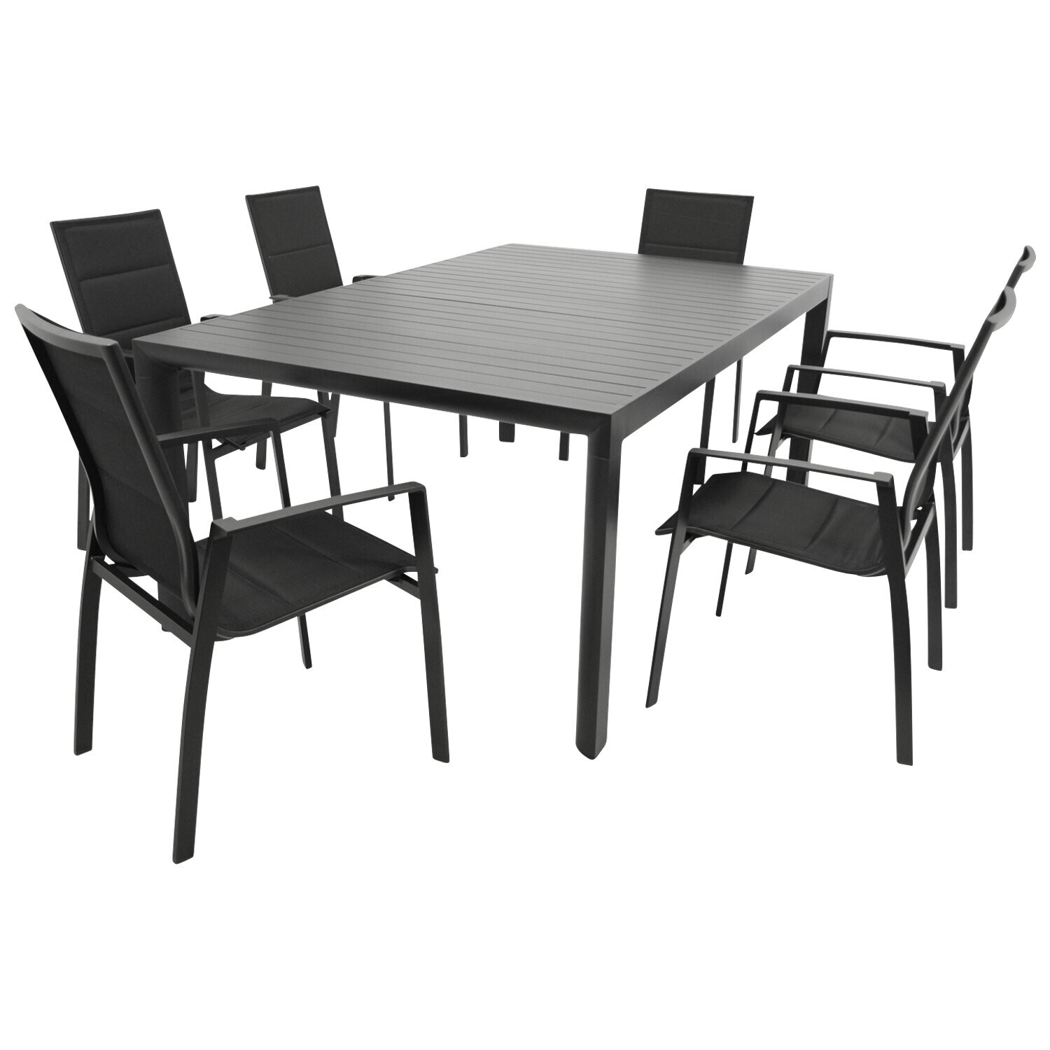Garnitur LAGOS XL 7-teilig, Alu + Kunstgewebe schwarz